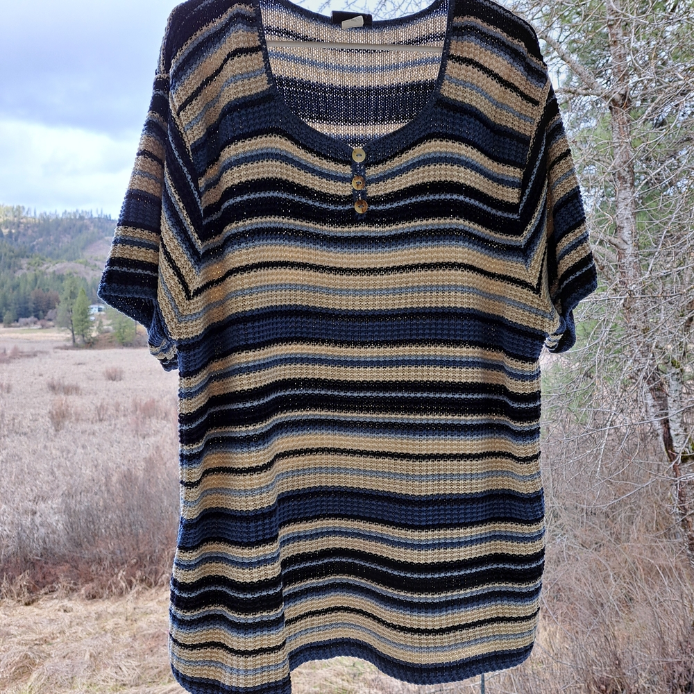 Striped Knit Women's Top 22/24 Blue White Stripes